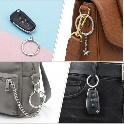 4PCS Metal O Ring Round Carabiner 1.89inch Large Silver Key Rings Heavy Duty Keychain Flat Spring O-Ring Keysring Clip for Purse Strap Handbag Key Chain Hooks Accessoriess in Kuwait