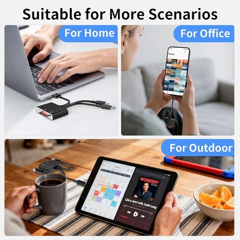 قارئ بطاقات XD، قارئ بطاقات SD 3 في 1 لهواتف iPhone، محول بطاقات SD/TF/XD مع Lightning/USB C/USB A، قارئ بطاقات صور XD لأجهزة iPhone 17/16/15/14/13/12، iPad، Android، الكمبيوتر الشخصي، التوصيل والتشغيل in Kuwait