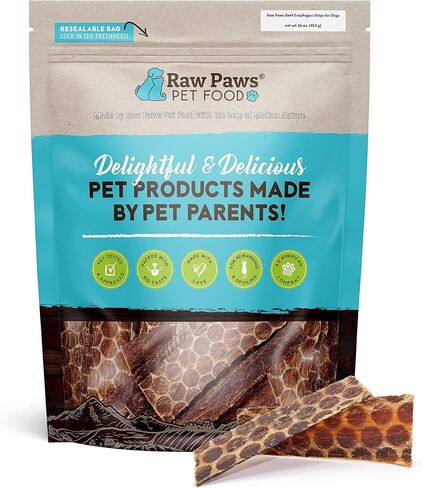 Raw Paws Pet Premium 6-inch Beef Esophagus Dog Treats, 8-ounce - Made in the USA, All-Natural Chews in Kuwait