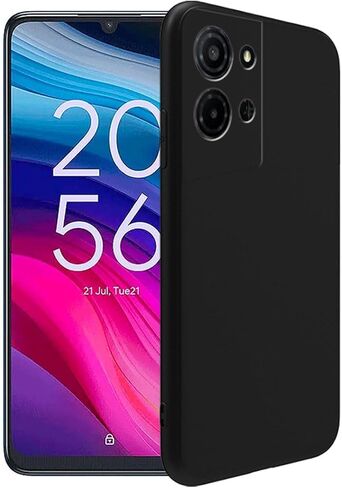 حافظة لهاتف TCL K32/TCL K33 5G + واقي شاشة زجاجي مقسى - غطاء حماية من مادة TPU من السيليكون الشفاف الناعم المرن المقاوم للصدمات (أسود) in Kuwait