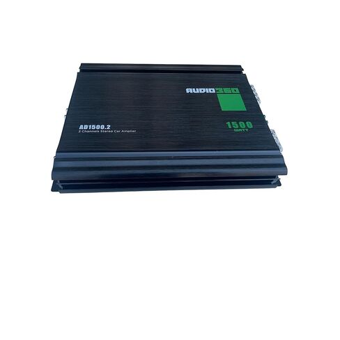Audio360 AD1500.2 2-Channel Car Audio Amplifier, 1500W Max Power, Compact Class AB Amp with Dual 25A Fuses, 90dB SNR, Stereo/Bridged Mode in Kuwait