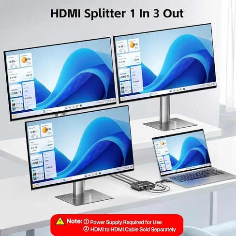 منفذ عرض KiWiBiRD إلى HDMI Splitter 1 في 3 مخرج، محول شاشة ثلاثي 4K DP إلى HDMI، يدعم وضع المرآة 2160p 1440p 1080p HDCP، متوافق مع شاشات TV Box Gaming PC Laptop PS5 PS4 in Kuwait