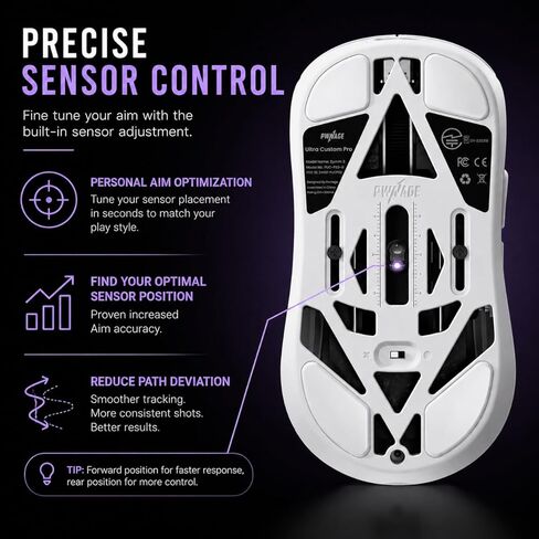 ماوس الألعاب اللاسلكي PWNAGE Ultra Custom Pro Symm 3 - موضع مستشعر قابل للتعديل، مفاتيح ميكانيكية وبصرية قابلة للتبديل السريع، نظام شكل معياري، استطلاع 8K، خفيف الوزن 50 جرام - أبيض in Kuwait