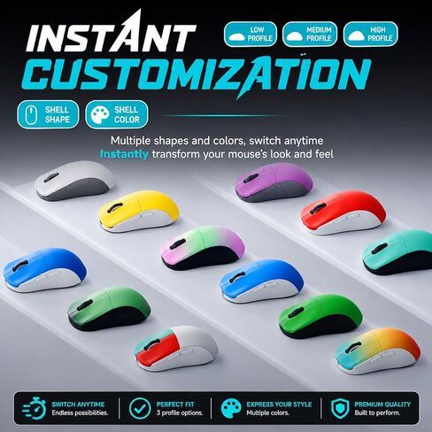 ماوس الألعاب اللاسلكي PWNAGE Ultra Custom Pro Symm 3 - موضع مستشعر قابل للتعديل، مفاتيح ميكانيكية وبصرية قابلة للتبديل السريع، نظام شكل معياري، استطلاع 8K، خفيف الوزن 50 جرام - أبيض in Kuwait