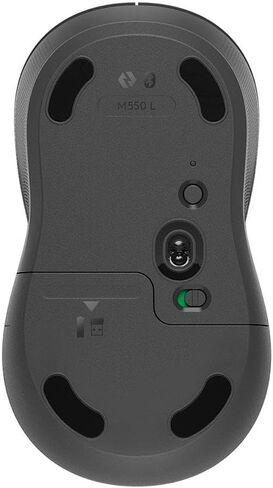 تصميم ماوس لاسلكي من Logitech Signature M550L بحجم قياسي، نقرة صامتة، اتصال بلوتوث أو USB، متوافق مع أنظمة التشغيل Windows وMacOS وLinux وChromeOS وiPadOS وAndroid - جرافيت in Kuwait