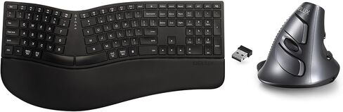 DELUX Full Size Ergonomic Split Keyboard and Wireless Vertical Mouse Combo, GM909 Wireless Split Keyboard and M618G DB Vertical Mouse for Medium Hands (GM909-M618G DB) in Kuwait