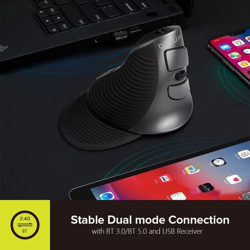 DELUX Full Size Ergonomic Split Keyboard and Wireless Vertical Mouse Combo, GM909 Wireless Split Keyboard and M618G DB Vertical Mouse for Medium Hands (GM909-M618G DB) in Kuwait