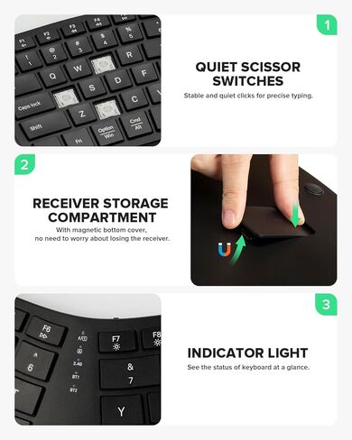 DELUX Full Size Ergonomic Split Keyboard and Wireless Vertical Mouse Combo, GM909 Wireless Split Keyboard and M618G DB Vertical Mouse for Medium Hands (GM909-M618G DB) in Kuwait