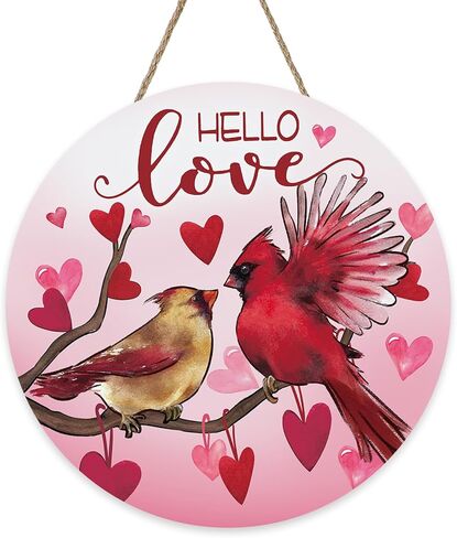 Bolisom Hello Valentine's Day Black Cat Front Door Sign, Kitty Love Heart Pink Wood Door Hanger Outdoor Outside Porch Decor, Anniversary Wedding Wooden Wreath Indoor Wall Hanging Decoration in Kuwait