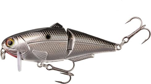 Strike King (HCWS2-428) Wake Shad Fishing Lure, Single Jointed Swimming Topwater Wakebait, 1-Ounce, Size 2 Treble Hooks, Mirage Chrome Black in Kuwait