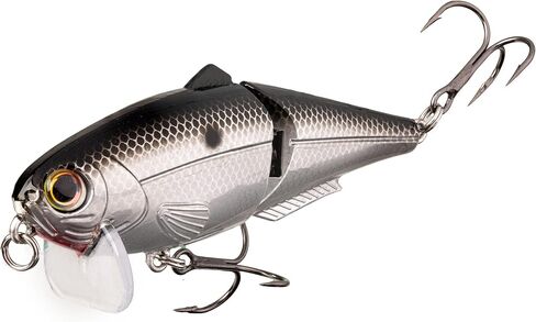 Strike King (HCWS2-428) Wake Shad Fishing Lure, Single Jointed Swimming Topwater Wakebait, 1-Ounce, Size 2 Treble Hooks, Mirage Chrome Black in Kuwait