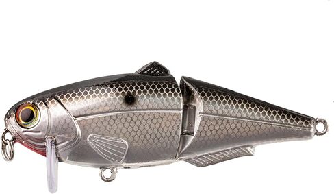 Strike King (HCWS2-428) Wake Shad Fishing Lure, Single Jointed Swimming Topwater Wakebait, 1-Ounce, Size 2 Treble Hooks, Mirage Chrome Black in Kuwait