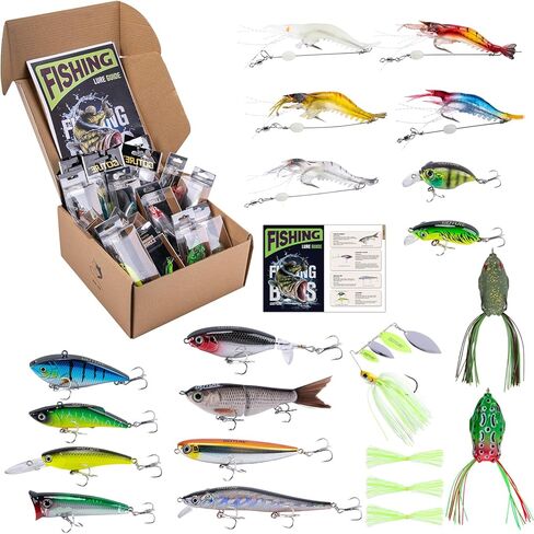 Goture Fishing Lures Kit, 18PCS Hard/Soft Bait Set with Glide Bait,Crankbaits,Minnows,Pencil Lure,Popper,Plopper,VIB,Spinnerbaits,Frog Lure,Shrimp Lures for Freshwater Saltwater Bass Trout Fishing in Kuwait