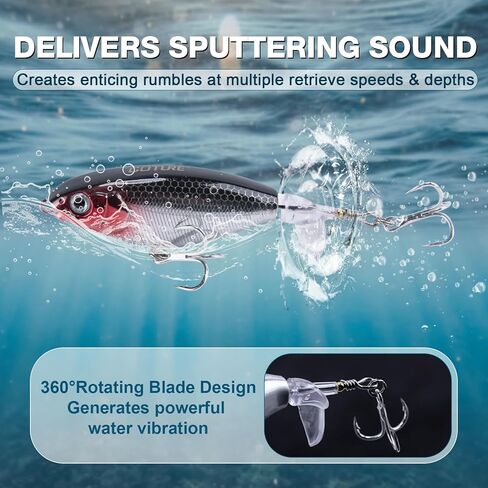 Goture Fishing Lures Kit, 18PCS Hard/Soft Bait Set with Glide Bait,Crankbaits,Minnows,Pencil Lure,Popper,Plopper,VIB,Spinnerbaits,Frog Lure,Shrimp Lures for Freshwater Saltwater Bass Trout Fishing in Kuwait