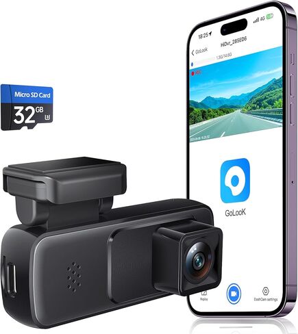 Seventour Mini 2K Dash Cam Front Cam for Cars، كاميرا Dash Cam للسيارات، Dashcam WiFi مدمج مع التحكم في التطبيق، زاوية واسعة 170 درجة، WDR، وضع وقوف السيارات 24 ساعة، رؤية ليلية، مستشعر G، يتضمن بطاقة 32 جيجابايت in Kuwait