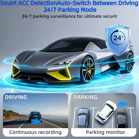 Dash Cam Hardwire Kit USB C, 12V-24V to 5V Type C Hardwire Kit with LED Voltmeter, 4-Level Adjustable Low Voltage Protection, 3-Lead Power Cable for Dash Camera Parking Mode & Continuous Recording in Kuwait