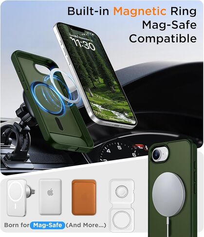 حافظة مغناطيسية متوافقة مع حافظة iPhone 16E، [مسند مدمج غير مرئي] [متوافقة مع MagSafe] [مقاومة للصدمات من الدرجة العسكرية] حافظة رفيعة شفافة غير لامعة لهاتف iPhone 16E 6.1 بوصة 2025 in Kuwait