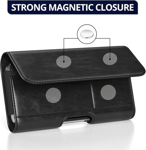 Magnetic Closure Holster for Samsung Galaxy S26 Plus, S25 Plus, S24 Plus, S23 Plus, S23 FE, S22 Plus, S22 FE, S21 Plus, S21 FE- Leather Belt Case Premium Pouch (Fits Slim/Regular Case Only) in Kuwait