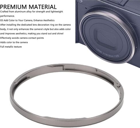 Lens Decoration Ring for GR4 Camera, Dark Grey Lightweight Aluminum Alloy Metal Lens Cover, Protective & Stylish Camera Accessory in Kuwait