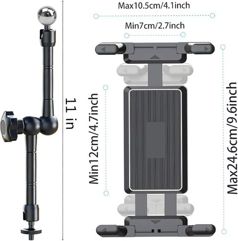 Multi-Scene Universal Tablet Holder 360° Adjustable Mount for Treadmills, Exercise Bikes, Strollers, Wheelchairs, Golf Carts & More, with Secure Clamp for 4.7–12.9" Tablets & Phones in Kuwait