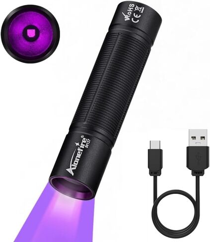 ALONEFIRE SV127 Mini 365nm UV Light USB-C Rechargeable Blacklight Pet Urine Detector Money Scorpion Detection with Built-in Battery in Saudi Arabia