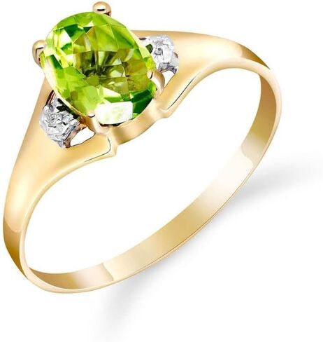 Galaxy Gold GG 0.76 Carat 14k Solid Gold Ring with Genuine Diamonds and Natural Oval-shaped Peridot in Saudi Arabia