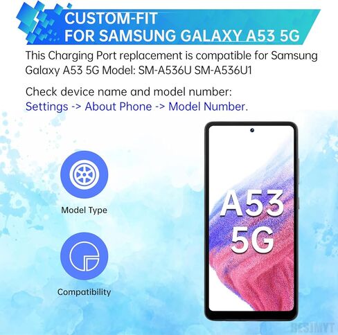 استبدال منفذ الشحن لهاتف Samsung Galaxy A53 5G شاحن USB Dock Type-C موصل لوحة الكابلات المرنة مع مقبس ميكروفون سماعة رأس ومنفذ إصلاح إصلاح منفذ الميكروفون لـ SM-A536U SM-A536U1 in Kuwait