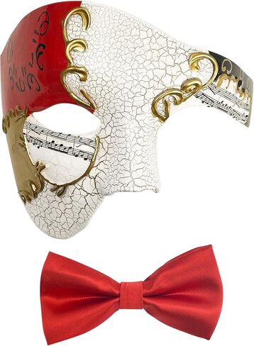 HyperFun Masquerade Mask for Men Phantom of the Opera Half Face Mask with Bowtie, Vintage Venetian Masks for Costume Parties in Saudi Arabia