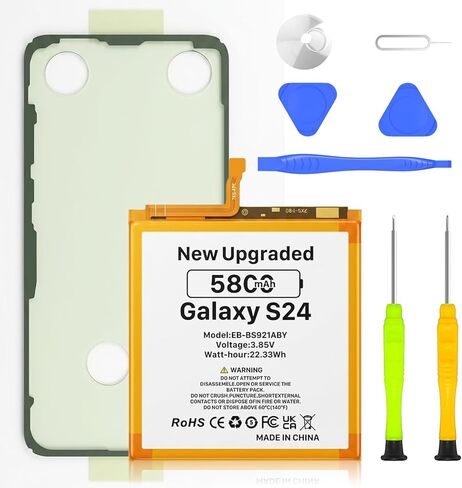 بطارية SHENMZ Galaxy S24، 2026 مطورة جديدة، 5800 مللي أمبير في الساعة EB-BS921ABY EB-BS922ABY بطارية ليثيوم أيون متوافقة مع سلسلة Samsung Galaxy S24 5G SM-S921U/U1/W/B/E/N، مع مجموعة أدوات لاصقة in Kuwait