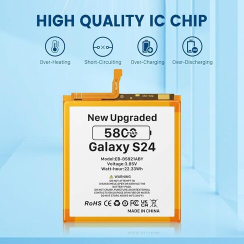 بطارية SHENMZ Galaxy S24، 2026 مطورة جديدة، 5800 مللي أمبير في الساعة EB-BS921ABY EB-BS922ABY بطارية ليثيوم أيون متوافقة مع سلسلة Samsung Galaxy S24 5G SM-S921U/U1/W/B/E/N، مع مجموعة أدوات لاصقة in Kuwait