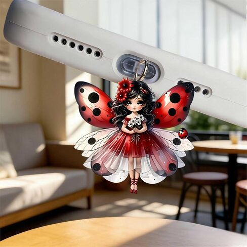سحر الأكريليك لقابس الغبار من Ladybug Fairy Girl للمنتجات الإلكترونية، قلادة سدادات غبار بمنفذ شحن من النوع C متوافقة مع الكمبيوتر اللوحي للهاتف القارئ الإلكتروني، هدية لعيد الميلاد وعيد الميلاد ويوم الذكرى السنوية in Kuwait