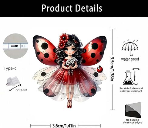 سحر الأكريليك لقابس الغبار من Ladybug Fairy Girl للمنتجات الإلكترونية، قلادة سدادات غبار بمنفذ شحن من النوع C متوافقة مع الكمبيوتر اللوحي للهاتف القارئ الإلكتروني، هدية لعيد الميلاد وعيد الميلاد ويوم الذكرى السنوية in Kuwait