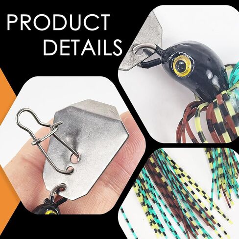 5Pcs Buzz Bait Fishing Bladed Jigs Lures Multicolored Jig Skirts for Bass Trout Walleye 3.15in/0.39oz in Kuwait
