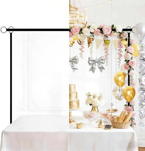 Over The Table Rod Stand with Clamps Adjustable 29"-42" high 28"-98" Long Metal Black Adjustable Table Arch Hanging Suitable for Weddings Birthday Party Christmas Anniversary Decoration in Kuwait