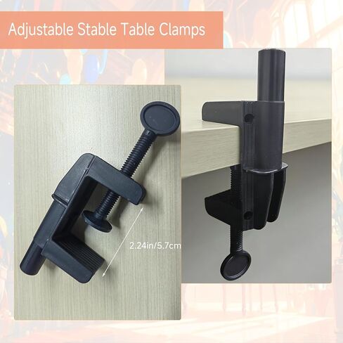 Over The Table Rod Stand with Clamps Adjustable 29"-42" high 28"-98" Long Metal Black Adjustable Table Arch Hanging Suitable for Weddings Birthday Party Christmas Anniversary Decoration in Kuwait