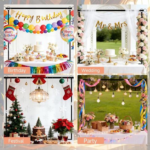 Over The Table Rod Stand with Clamps Adjustable 29"-42" high 28"-98" Long Metal Black Adjustable Table Arch Hanging Suitable for Weddings Birthday Party Christmas Anniversary Decoration in Kuwait