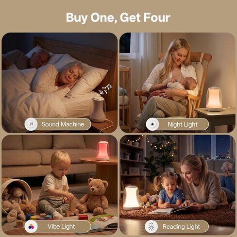 Hotmoon Sound Machine Baby Night Light، Lulllight White Noise Sound Machine التحكم عن بعد/اللمس، مؤقت، مدرب نوم الأطفال الصغار 27 صوتًا مهدئًا للأطفال في الحضانة أثناء النوم والرضاعة الطبيعية وغرفة نوم التهويدة in Kuwait