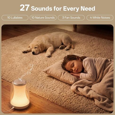 Hotmoon Sound Machine Baby Night Light، Lulllight White Noise Sound Machine التحكم عن بعد/اللمس، مؤقت، مدرب نوم الأطفال الصغار 27 صوتًا مهدئًا للأطفال في الحضانة أثناء النوم والرضاعة الطبيعية وغرفة نوم التهويدة in Kuwait