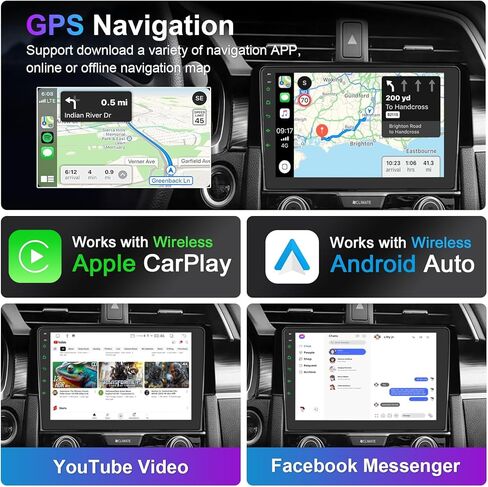 【8 core 4GB+64GB】 Car Stereo for Honda Civic 2016 2017 2018 2019 2020 2021, 9 Inch Touch Screen Wireless Carplay Andriod Auto, 5G Wi-Fi Bluetooth GPS SWC DSP FM in Kuwait