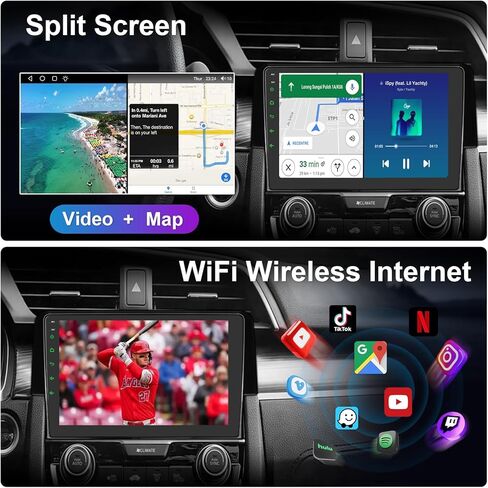 【8 core 4GB+64GB】 Car Stereo for Honda Civic 2016 2017 2018 2019 2020 2021, 9 Inch Touch Screen Wireless Carplay Andriod Auto, 5G Wi-Fi Bluetooth GPS SWC DSP FM in Kuwait