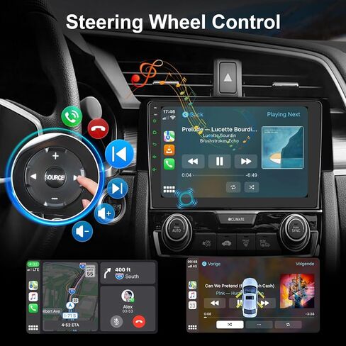 【8 core 4GB+64GB】 Car Stereo for Honda Civic 2016 2017 2018 2019 2020 2021, 9 Inch Touch Screen Wireless Carplay Andriod Auto, 5G Wi-Fi Bluetooth GPS SWC DSP FM in Kuwait