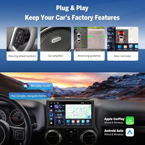 راديو سيارة Eonon GPX7A 4+64 جيجابايت لسيارة Jeep Wrangler JK 2007-2018/Dodge Ram 1500/2500 2009-2012/Chrysler 200، شاشة لمس عالية الدقة 10.1 بوصة، CarPlay Android Auto، بلوتوث 5.4، SWC in Kuwait