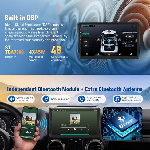 راديو سيارة Eonon GPX7A 4+64 جيجابايت لسيارة Jeep Wrangler JK 2007-2018/Dodge Ram 1500/2500 2009-2012/Chrysler 200، شاشة لمس عالية الدقة 10.1 بوصة، CarPlay Android Auto، بلوتوث 5.4، SWC in Kuwait