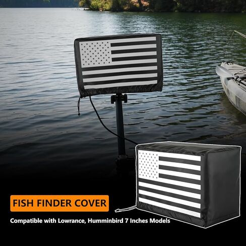 غطاء مكتشف السمك من قماش أكسفورد 420D مُحسن مقاس 7 بوصة من أجل Lowrance & Humminbird | تصميم مطلي بالفضة ورباط، مقاوم للماء والشمس، يحمي الشاشة والجهاز in Saudi Arabia