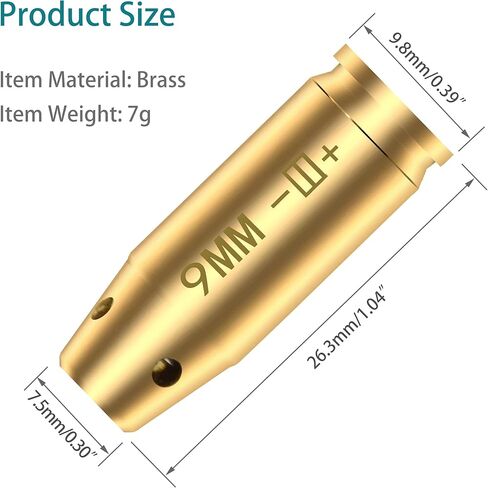 9mm Red Dot Laser Bore Sighter, Bore Sight Laser for 9MM Caliber,Red Beam Laser Boresighter with 2 Sets of Batteries(4H) in Kuwait