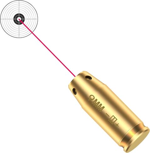 9mm Red Dot Laser Bore Sighter, Bore Sight Laser for 9MM Caliber,Red Beam Laser Boresighter with 2 Sets of Batteries(4H) in Kuwait