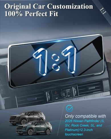 BIBIBO for 2026 Nissan Pathfinder Screen Protector 2026 Nissan Pathfinder (S, SV, Rock Creek, SL, Platinum)12.3"Tempered Glass Film [Resist-Scratches Lessen Fingerprints] 2026 Nissan Pathfinde Accessories in Kuwait