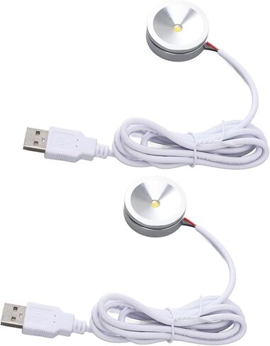 Alomejor Round USB Plug in Compact LED Showcase Lamp with Long Cable for Cupboard Entrance 5V (Netural Light) in Kuwait