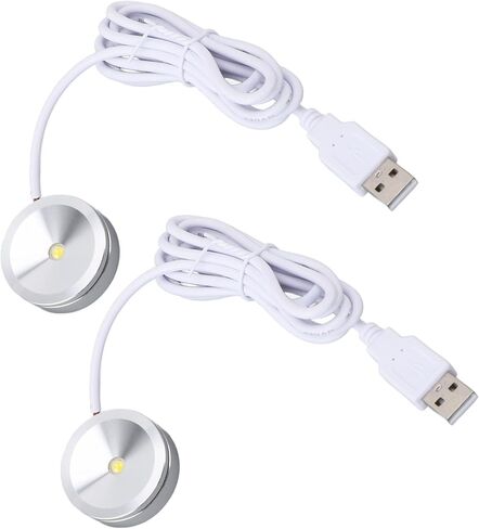 Alomejor قابس USB مستدير في مصباح عرض LED مدمج مع كابل طويل لمدخل الخزانة 5 فولت (ضوء دافئ) in Kuwait