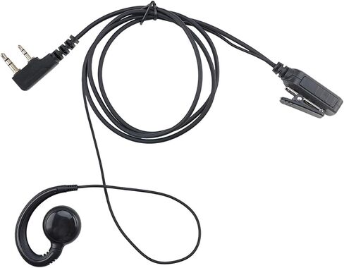 Surveillance Headset C-Ring Earpiece with MIC Compatible Kenwood Walkie Talkie, PU Material, Black in Kuwait